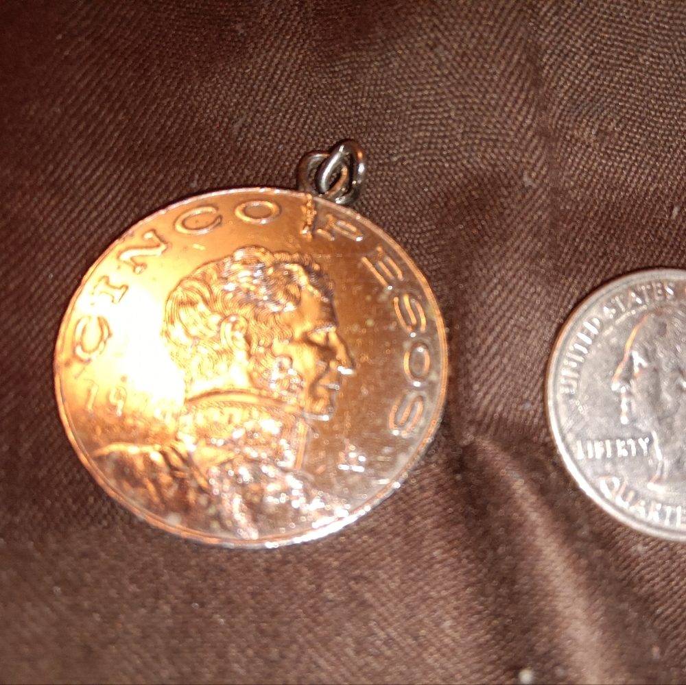 vintage (Mexican Cinco pesos coin)